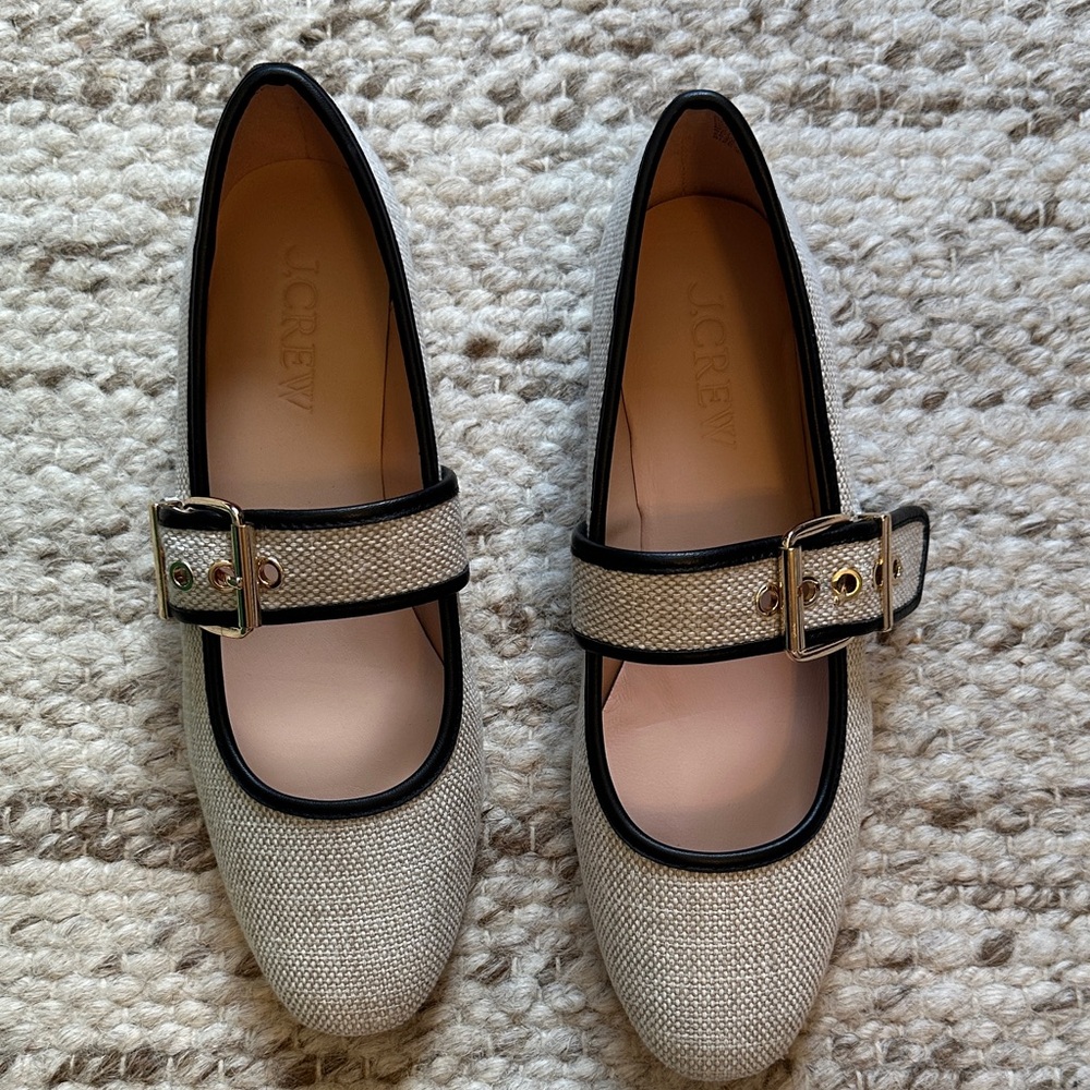 J. Crew Women's Black and Cream Mary Jane Flats